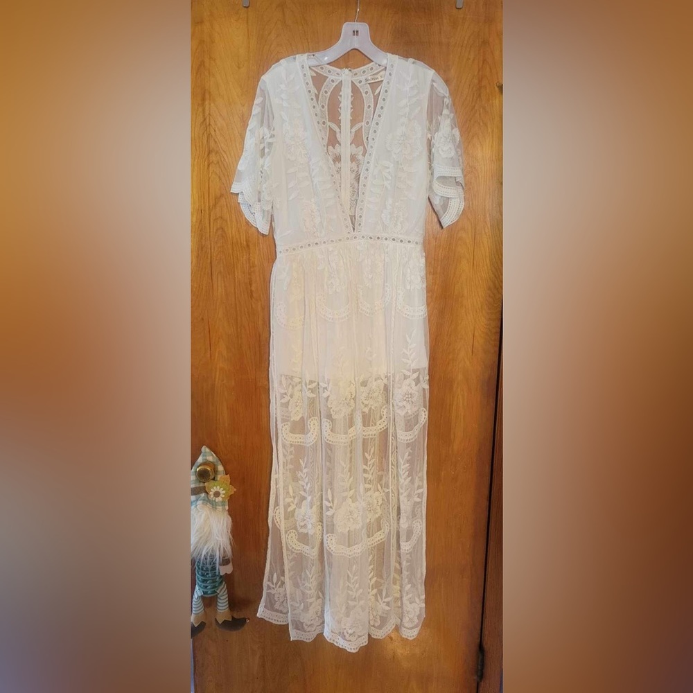 Boho white maxi dress